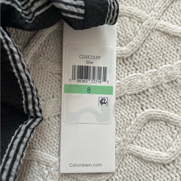 Calvin Klein Elegant Black and Gray Striped Wrap Dress Women’s Size 8 - Picture 4 of 14